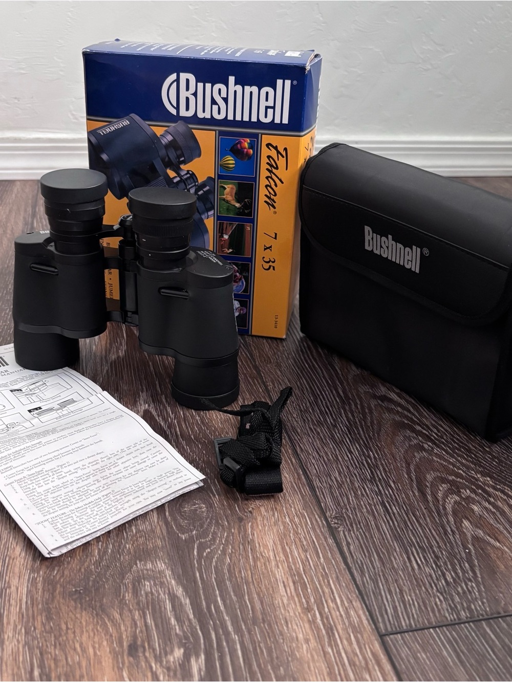 Bushnell Falcon 7x35 Porro Prism Insta-Focus Coated Binoculars Case Box